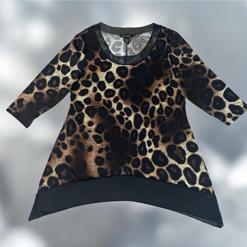 Susan Lawrence Black and Brown Patterned Top